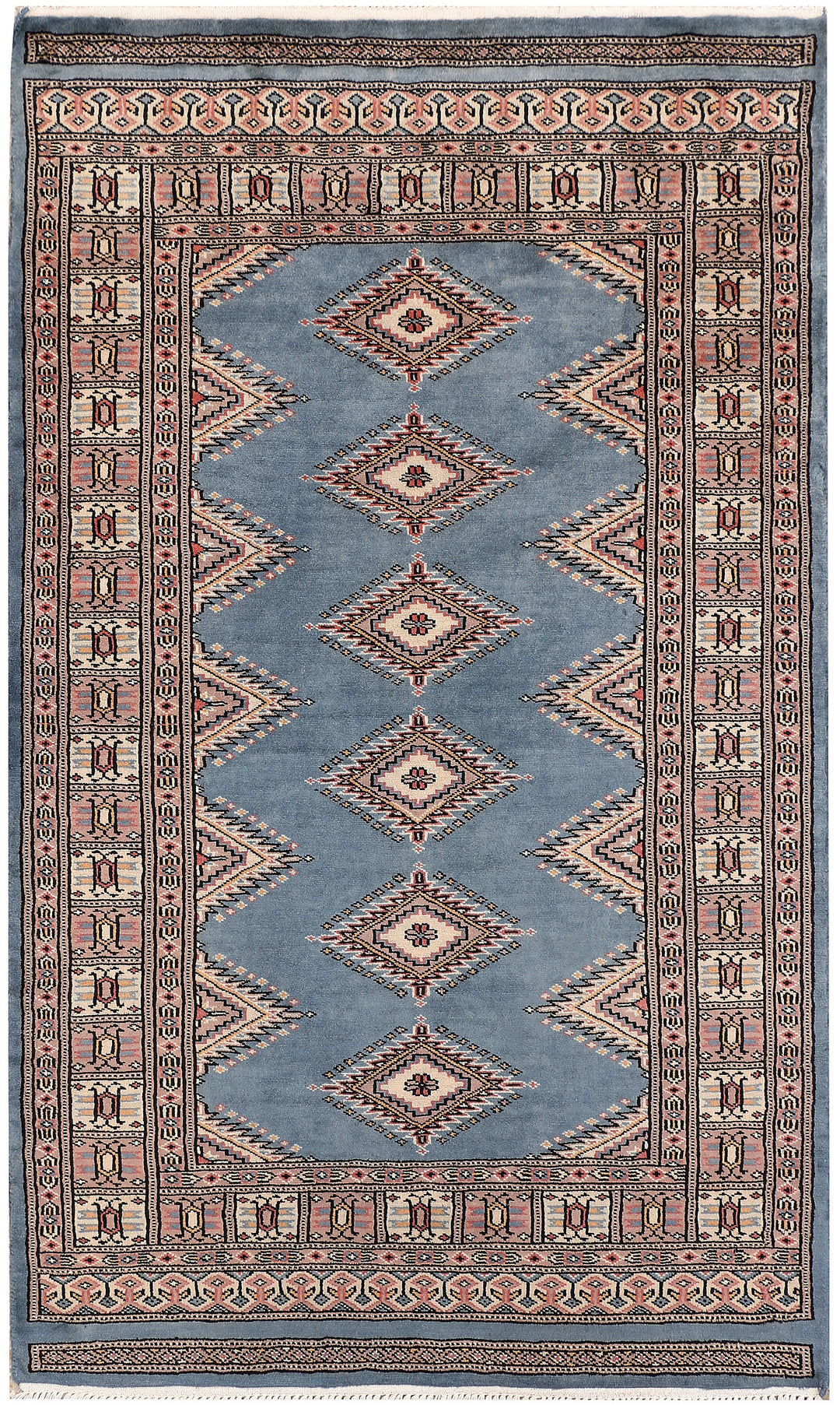 Light Slate Grey Pakistani Jaldar Rug 3' 1" x 5' 1" Hand-Knotted