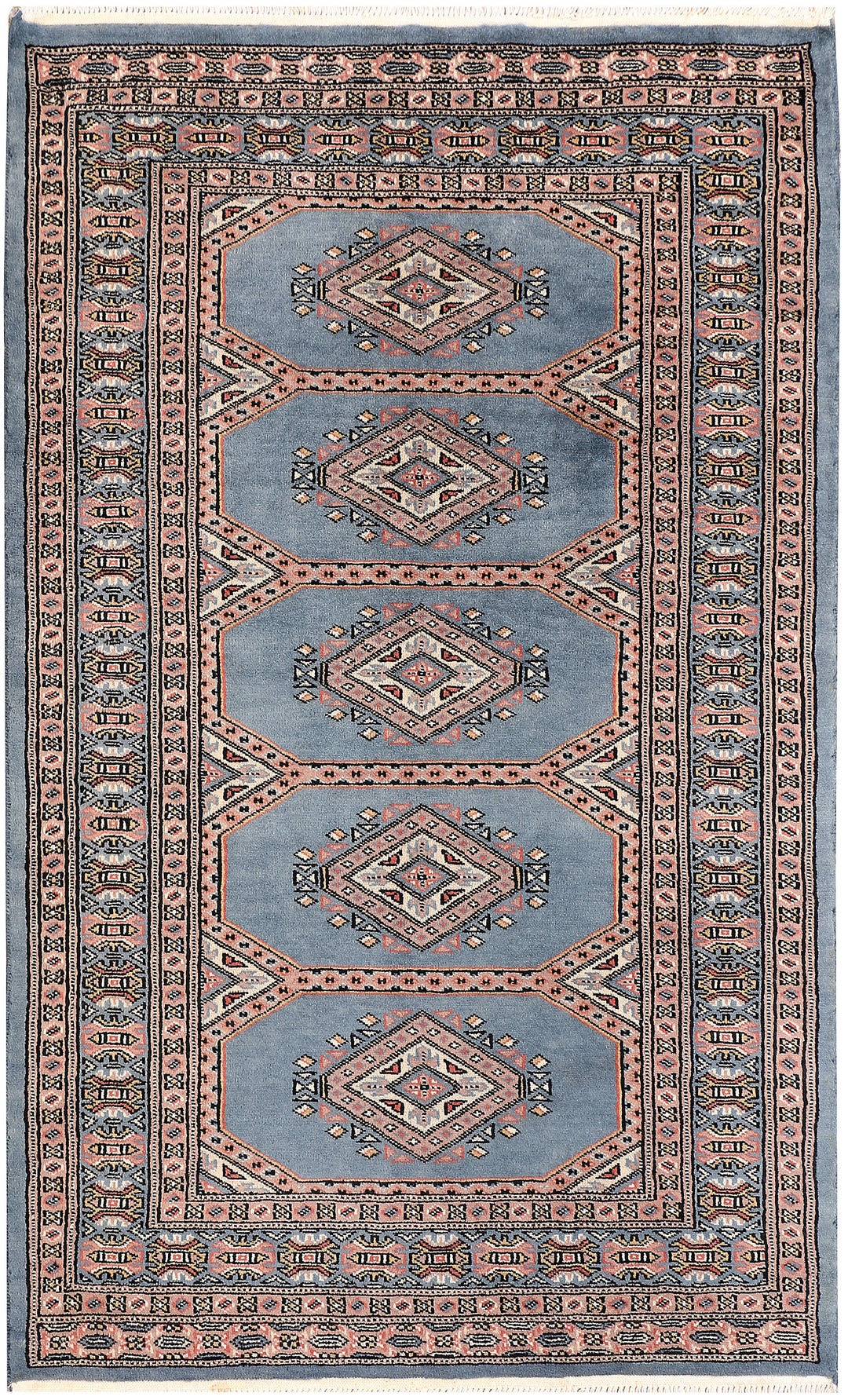Light Slate Grey Pakistani Jaldar Rug 3' 1" x 5' Hand-Knotted