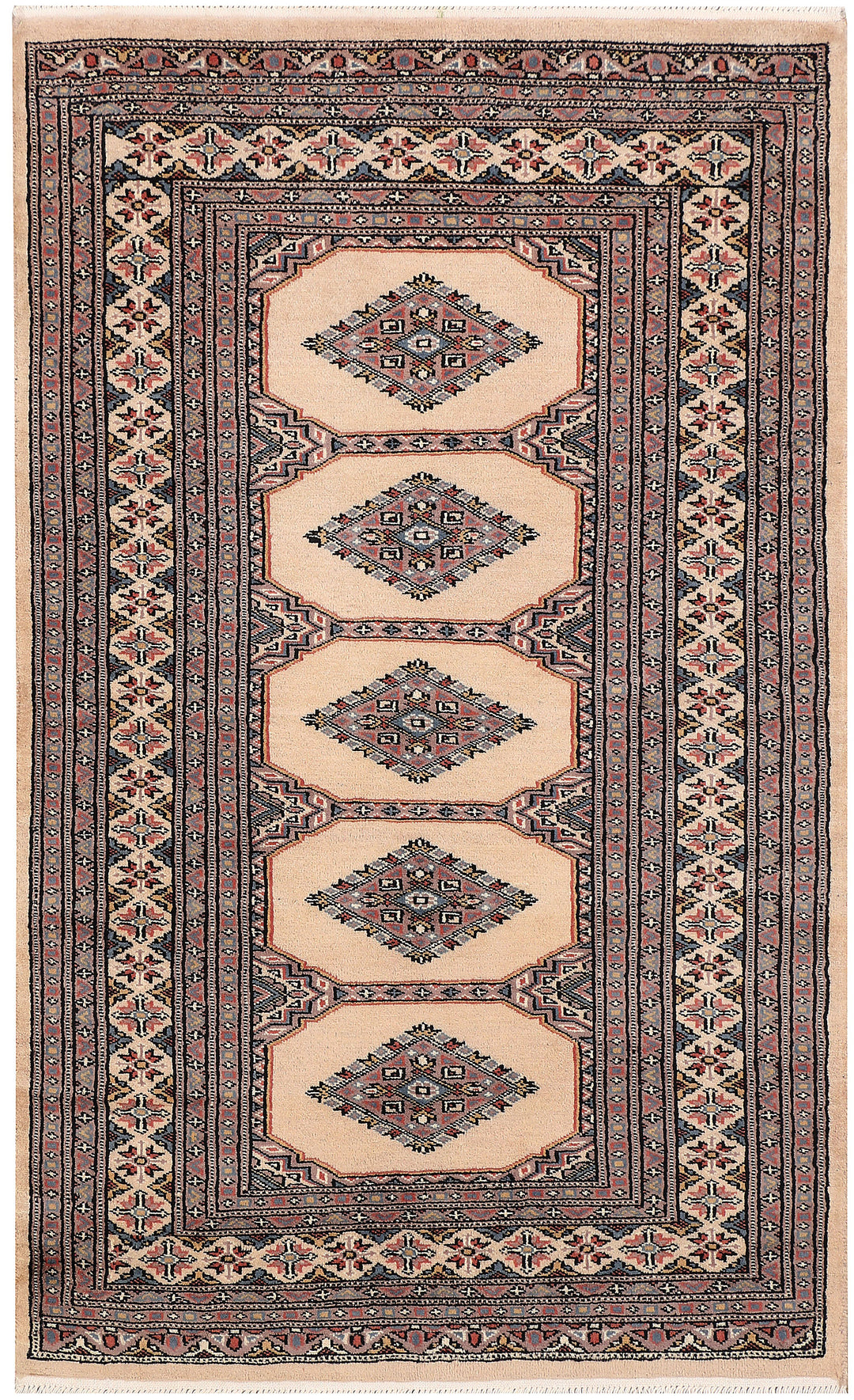 Tan Pakistani Jaldar Rug 3'1" x 5'1" Hand-Knotted