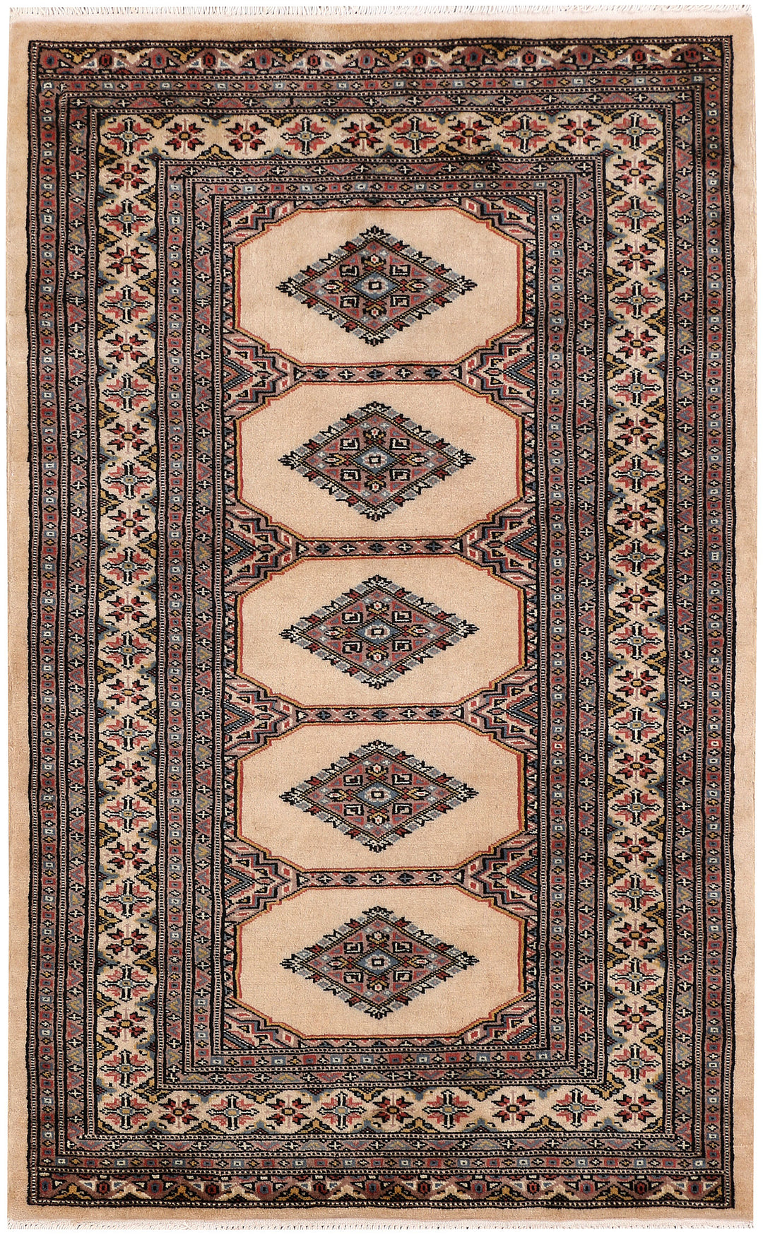 Tan Pakistani Jaldar Rug 3' 1" x 5' Hand-Knotted