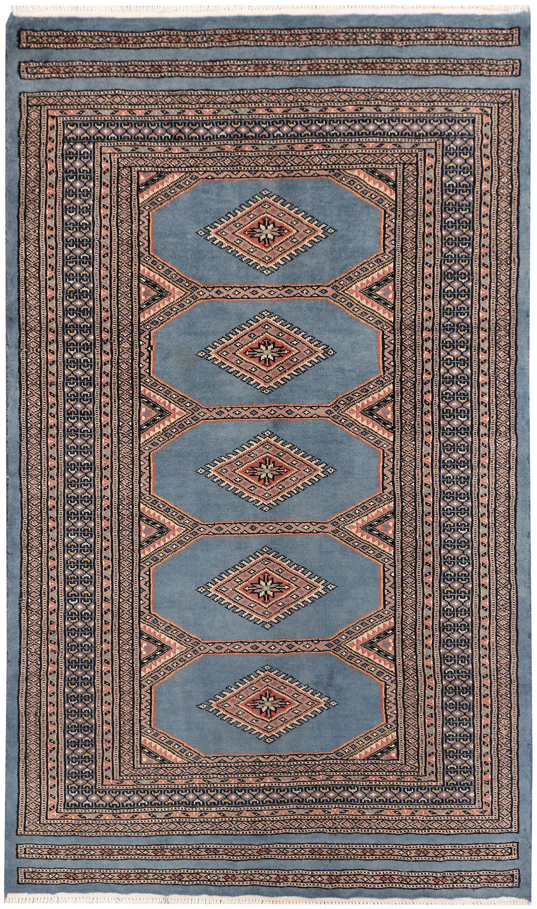Light Slate Grey Pakistani Jaldar Rug 3'2" x 5'3" Hand-Knotted