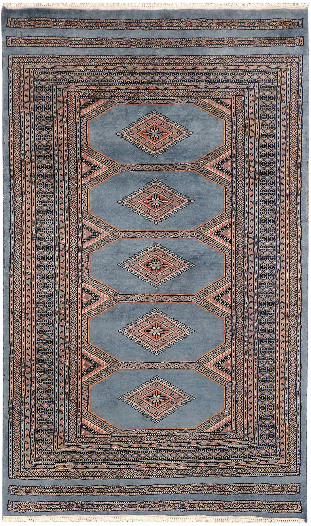 Light Slate Grey Pakistani Jaldar Rug 3' 1" x 5' Hand-Knotted
