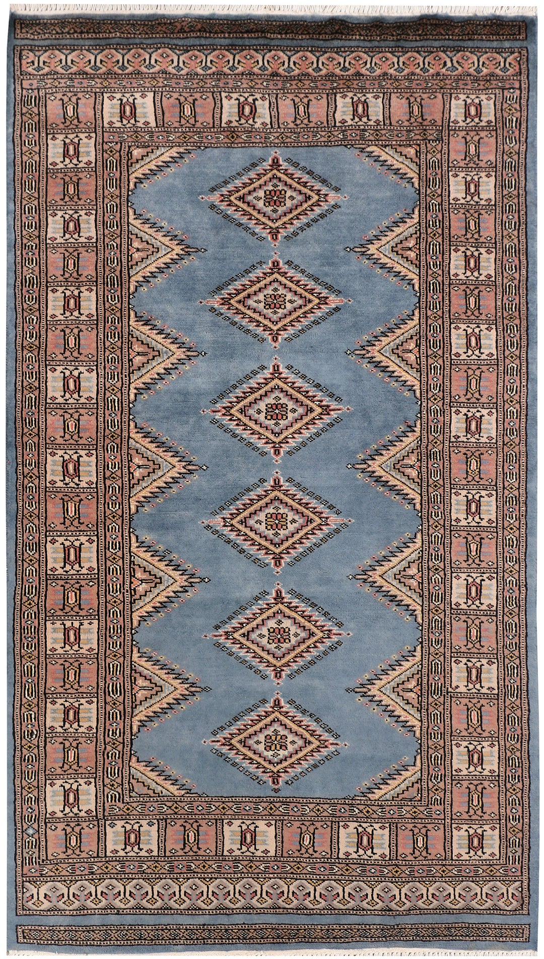 Light Slate Grey Pakistani Jaldar Rug 3' x 5' 5" Hand-Knotted