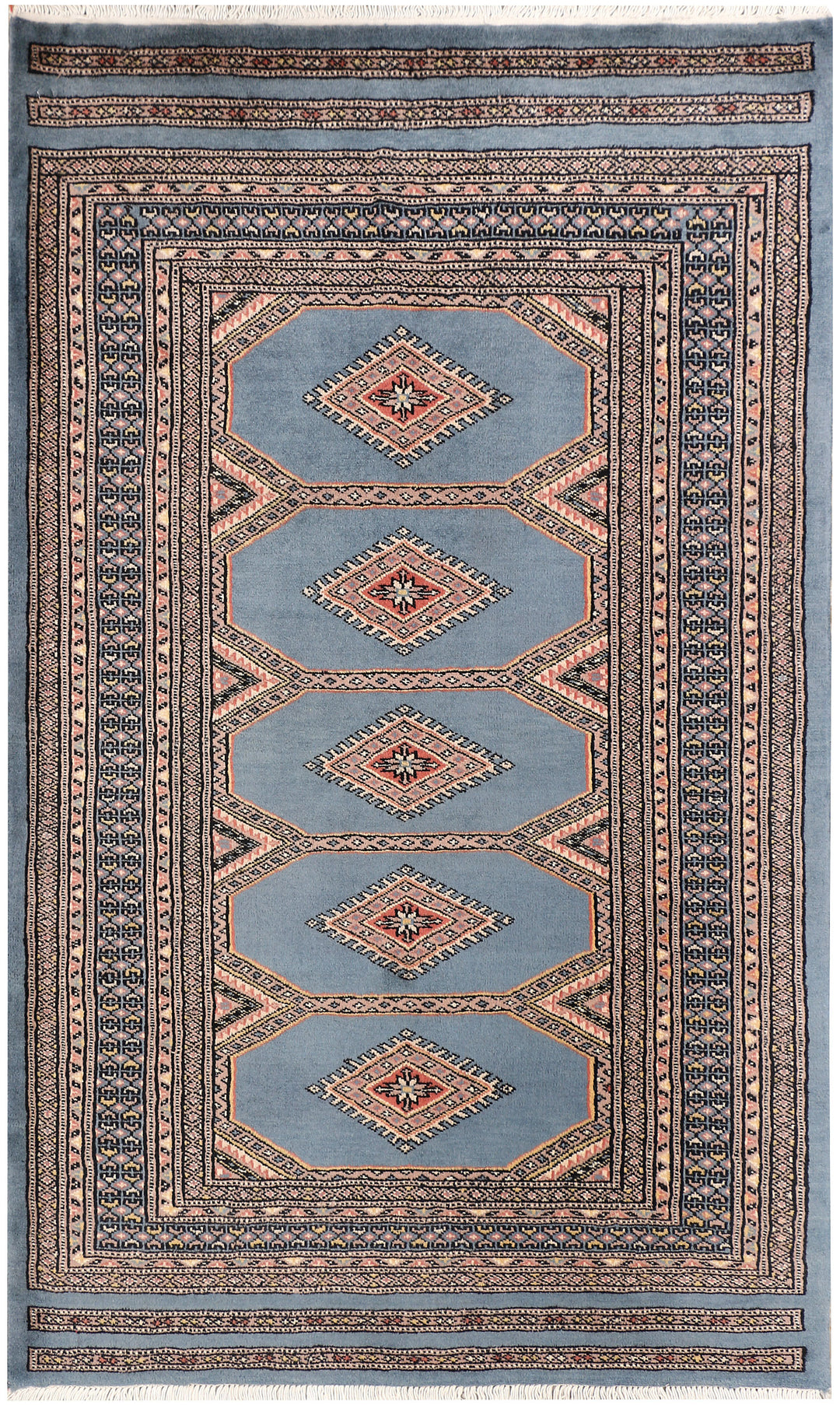 Light Slate Grey Afghan Jaldar Rug 3'3" x 5'3" Hand-Knotted