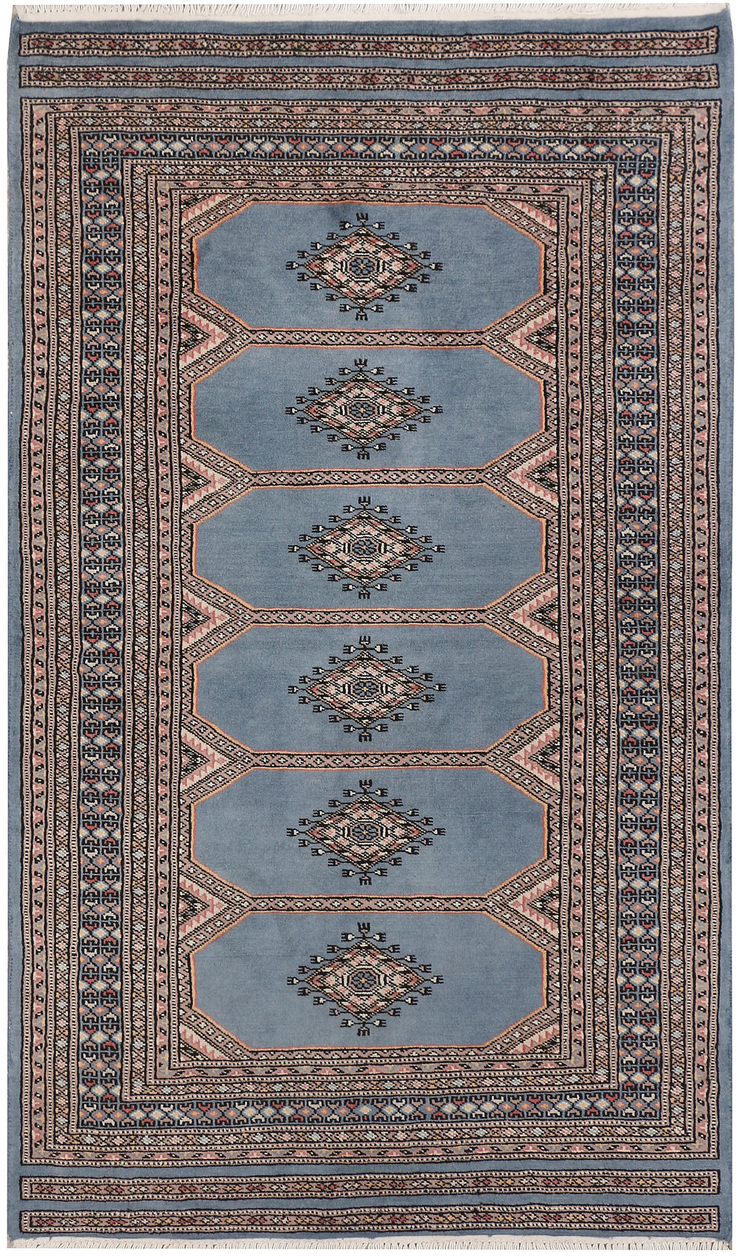 Light Slate Grey Pakistani Jaldar Rug 3' x 5' Hand-Knotted