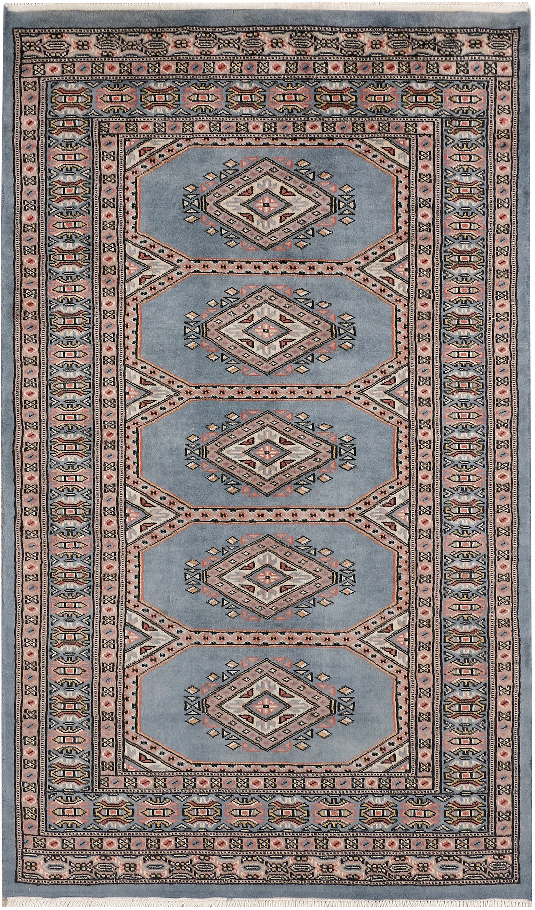 Light Slate Grey Afghan Jaldar Rug 3' 1" x 5' 1" Hand-Knotted