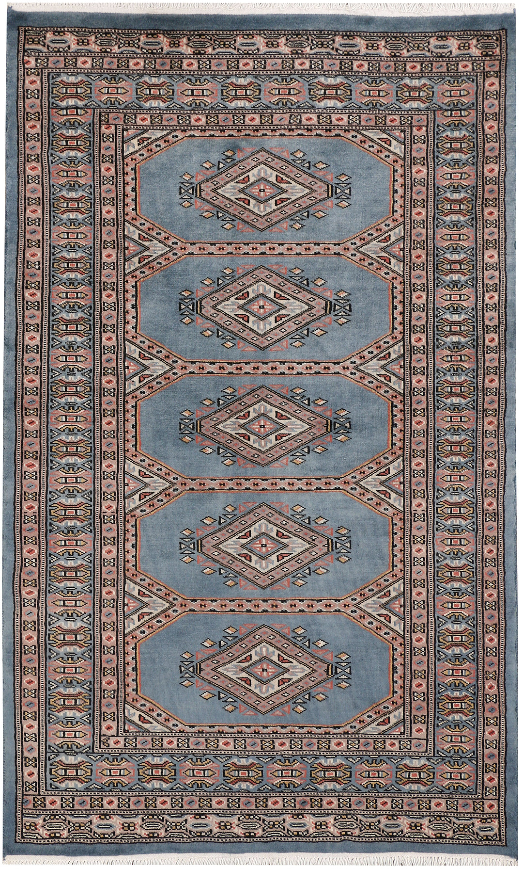 Light Slate Grey Pakistani Jaldar Rug 3' x 4' 10 Hand-Knotted