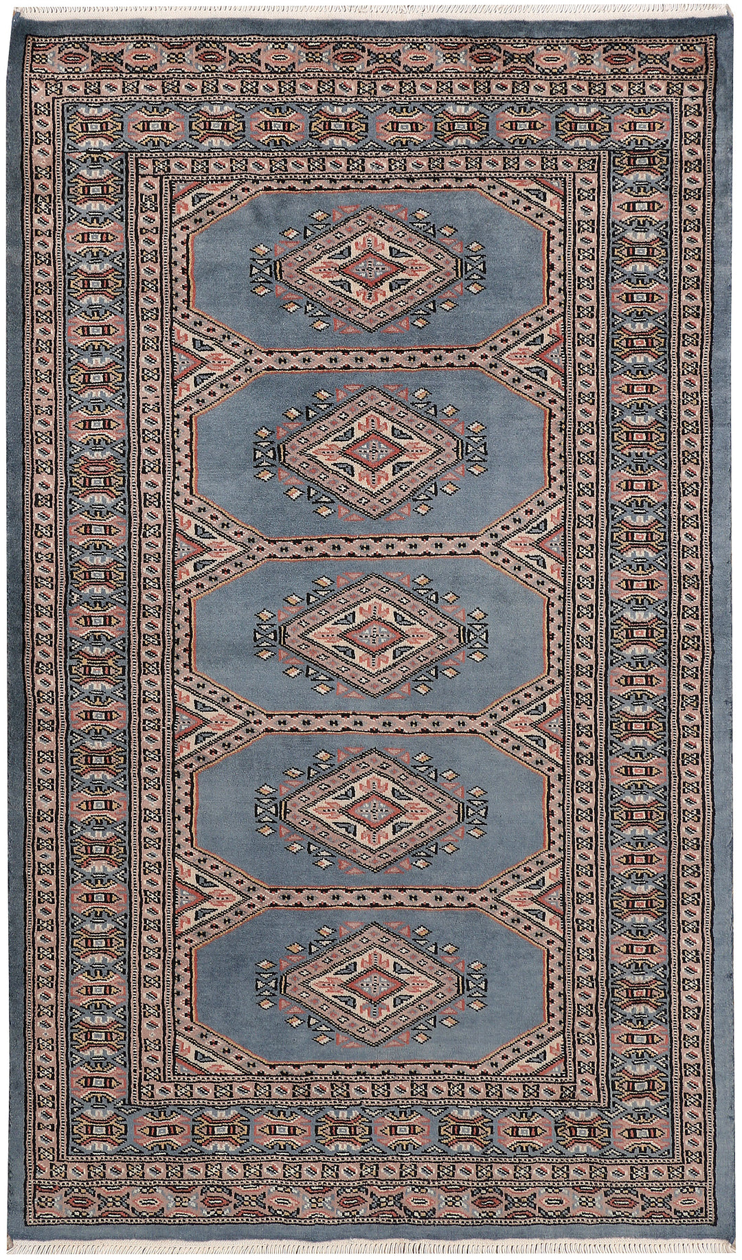 Light Slate Grey Pakistani Jaldar Rug 3'2" x 5'3" Hand-Knotted