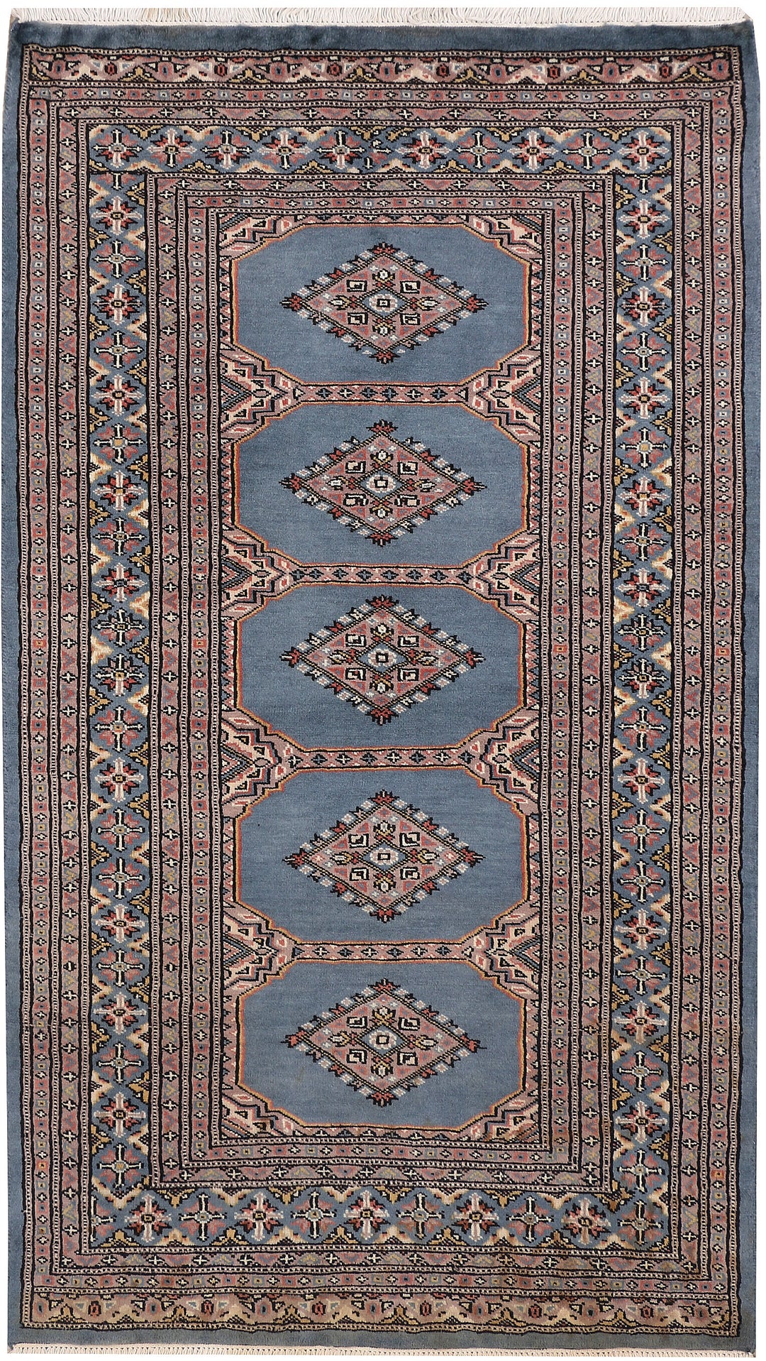 Light Slate Grey Pakistani Jaldar Rug 3' 1 x 5' 4 Hand-Knotted