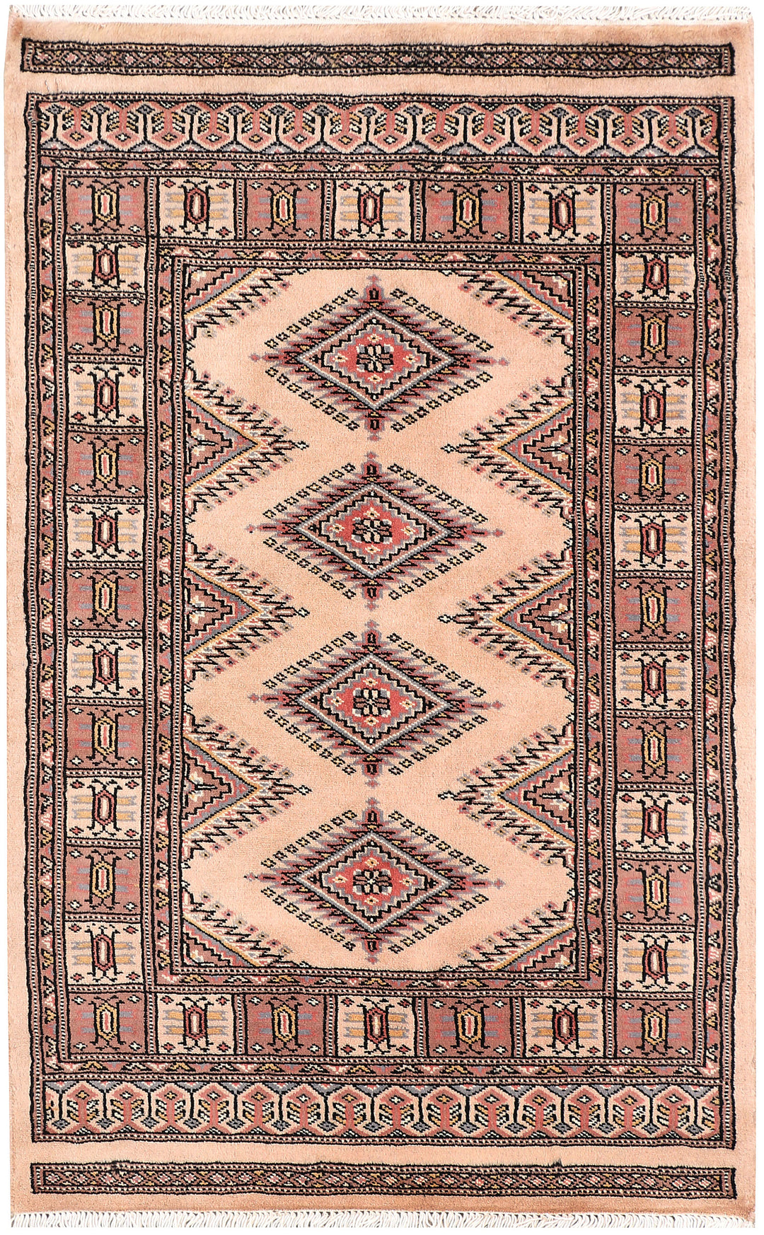 Wheat Pakistani Jaldar Rug 2' 7 x 4' Hand-Knotted