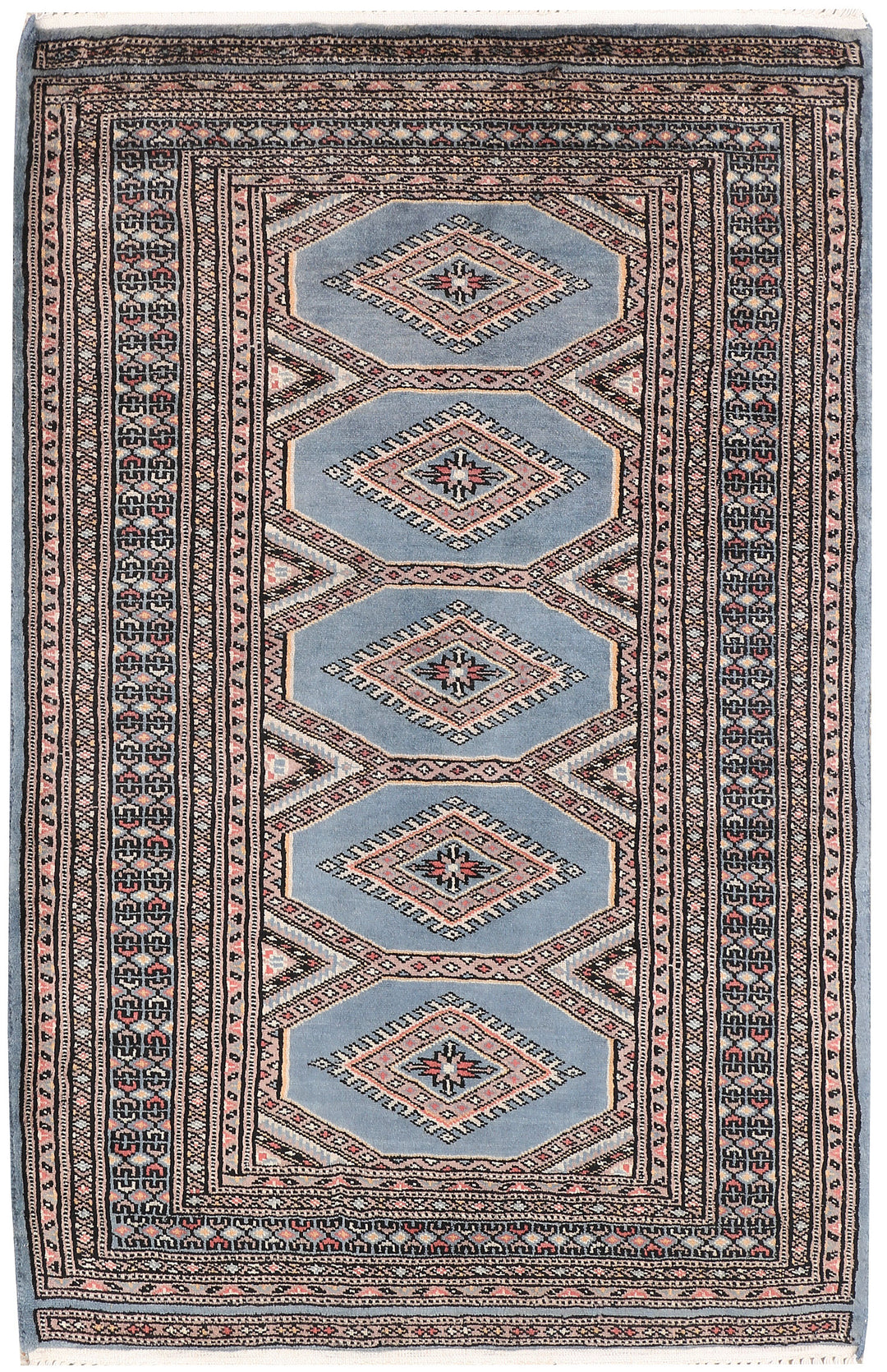Slate Grey Pakistani Jaldar Rug 2' 7" x 4' Hand-Knotted