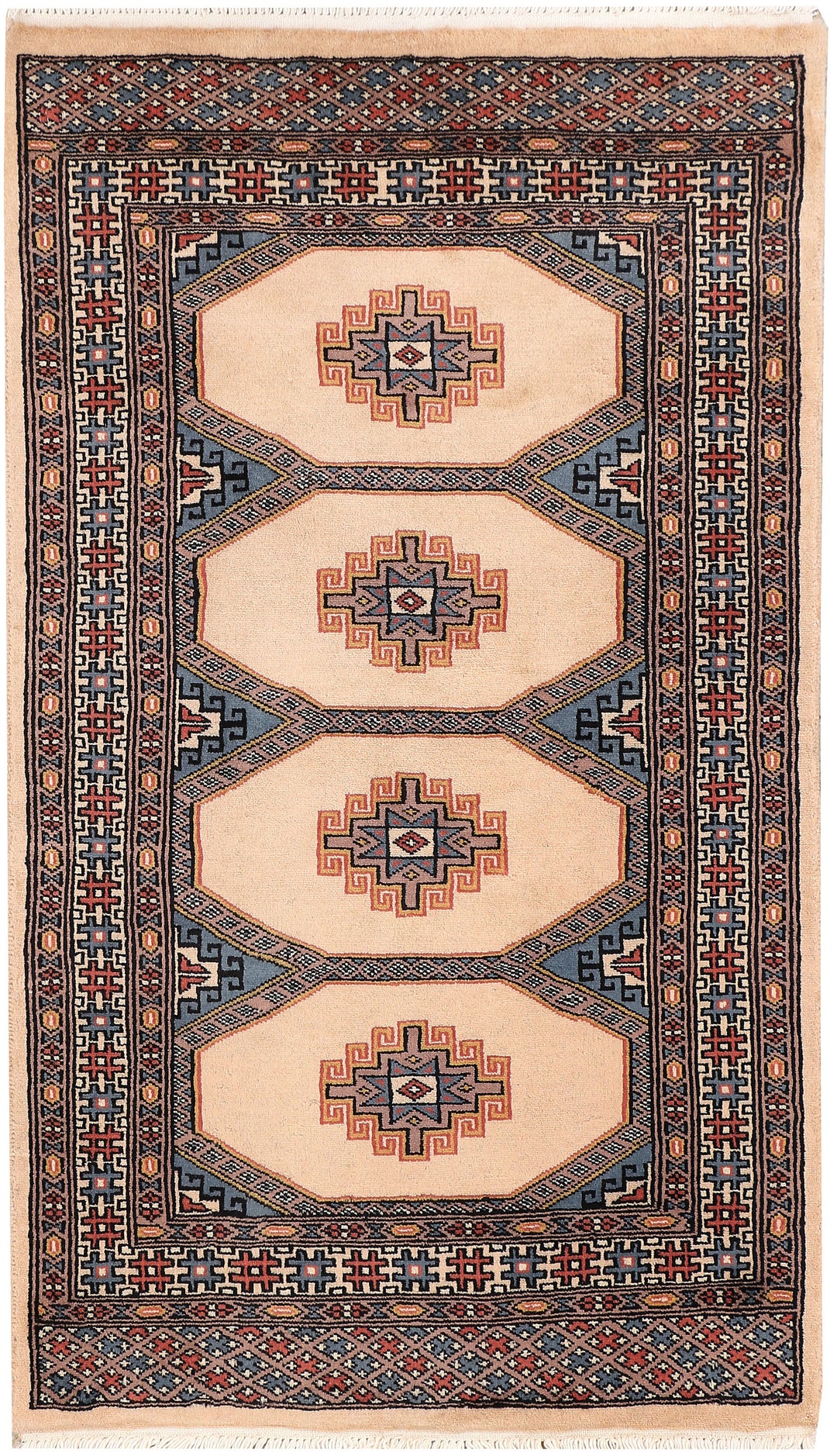 White Jaldar Rug 2'6" x 4'3" Hand-Knotted