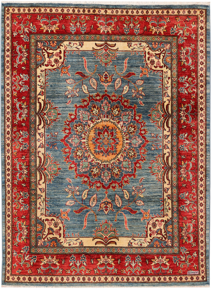 Cadet Blue Kazak 4' 11 x 6' 7 - No. 47931 - ALRUG Rug Store