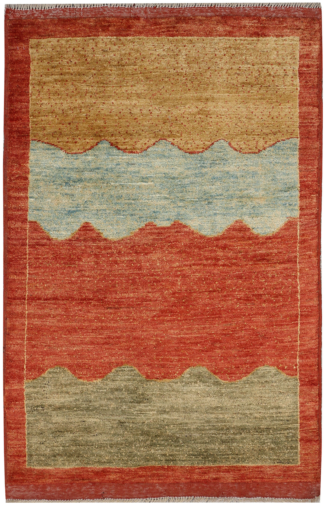 Afghan Gabbeh Rug 3' 1 x 4' 7 Hand-Knotted