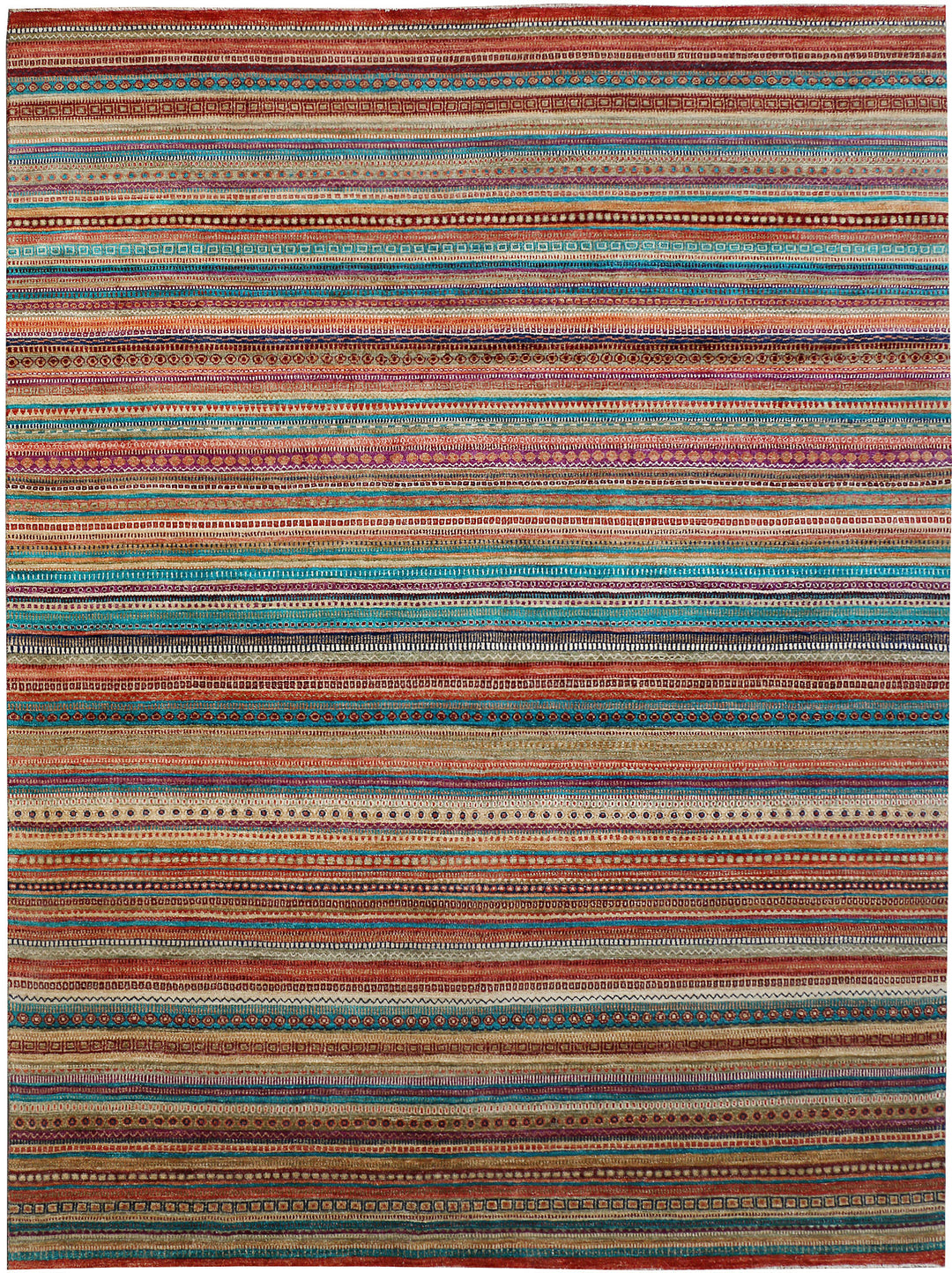 Afghan Gabbeh Rug 9'10" x 13'11" Hand-Knotted