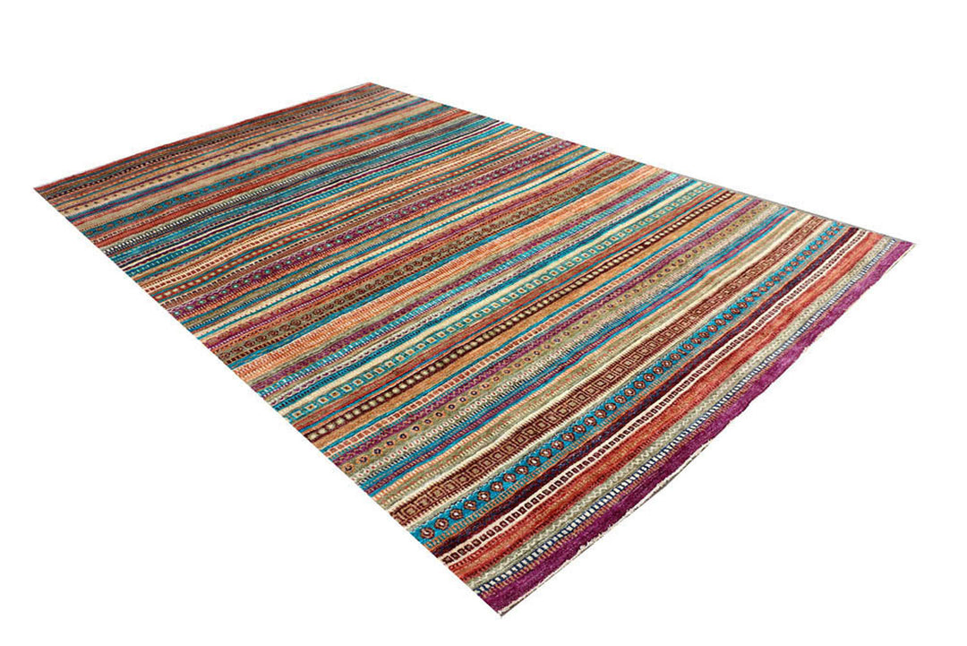 Multi Colored Gabbeh 6'  6" x 10'  3" - No. QA54918