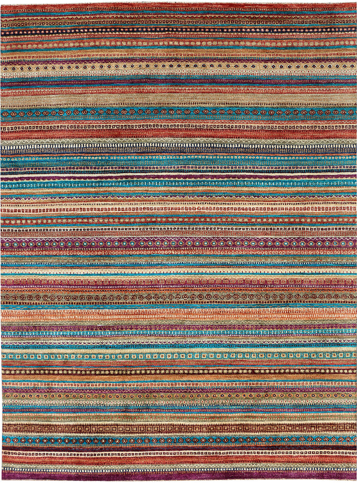 Multi Colored Gabbeh 6'  6" x 10'  3" - No. QA54918