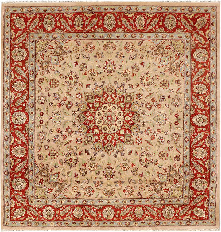 Tan Kashan 6' 8 x 6' 11 - No. 48503 - ALRUG Rug Store