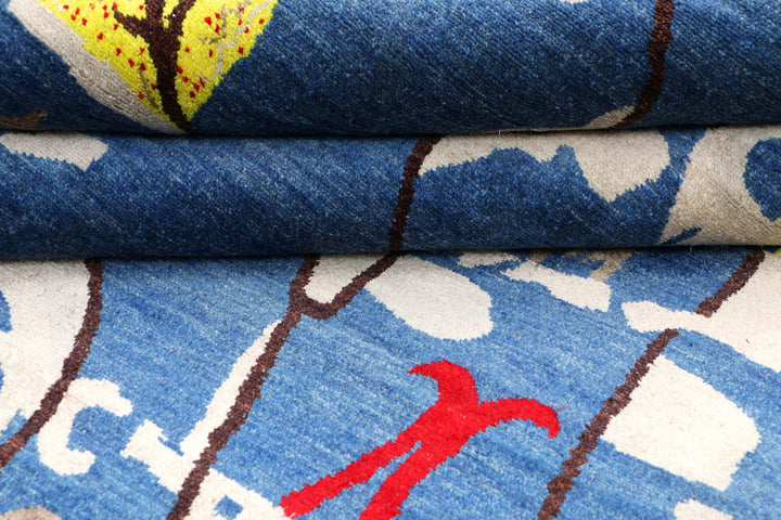 Steel Blue Ikat 6' x 9' 9 - No. 48677 - ALRUG Rug Store