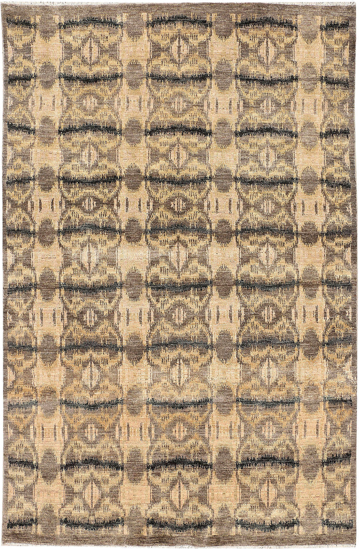 Tan Ikat 6' 4 x 9' 10 - No. 48678 - ALRUG Rug Store