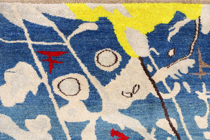 Steel Blue Ikat 6' 4 x 9' 3 - No. 48681 - ALRUG Rug Store