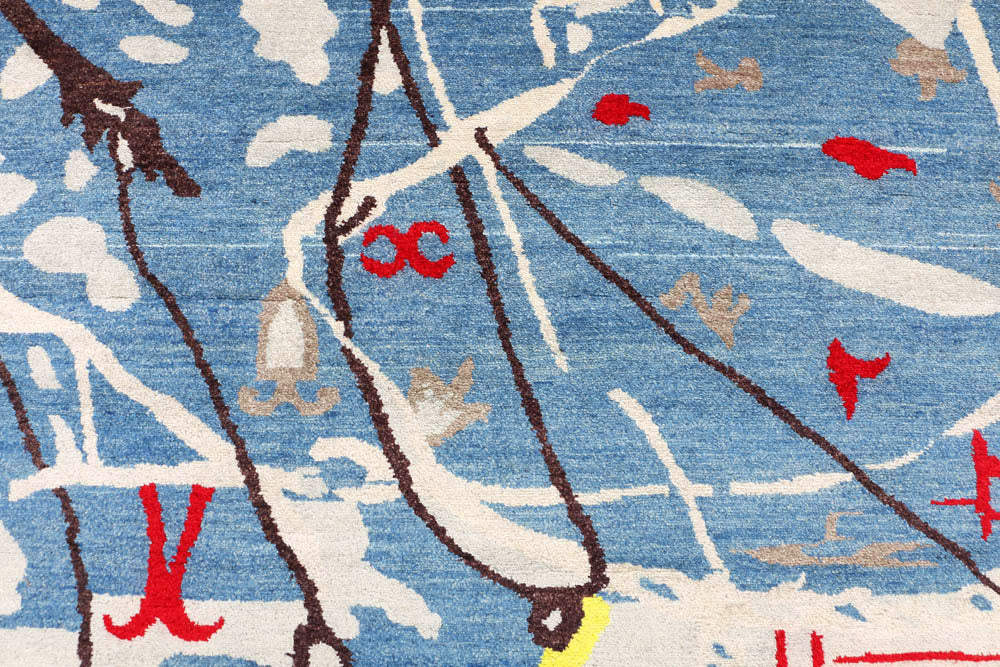 Steel Blue Ikat 6' 4 x 9' 3 - No. 48681 - ALRUG Rug Store