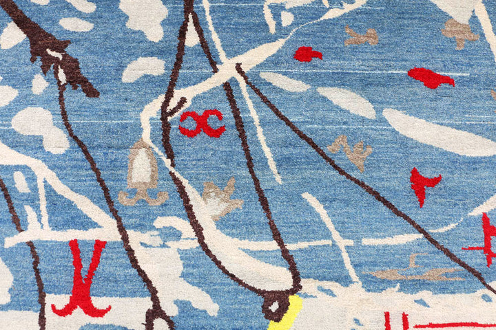 Steel Blue Ikat 6' 4 x 9' 3 - No. 48681 - ALRUG Rug Store