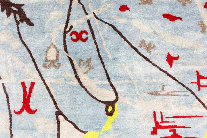 Steel Blue Ikat 6' 3 x 9' 9 - No. 48683 - ALRUG Rug Store