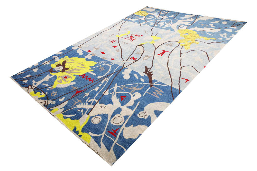 Steel Blue Ikat 6' 3 x 9' 9 - No. 48683 - ALRUG Rug Store