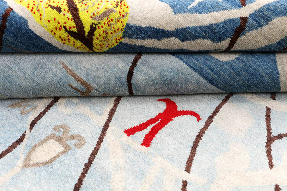 Steel Blue Ikat 6' 3 x 9' 9 - No. 48683 - ALRUG Rug Store