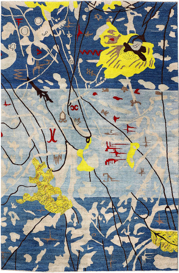 Steel Blue Ikat 6' 3 x 9' 9 - No. 48683 - ALRUG Rug Store