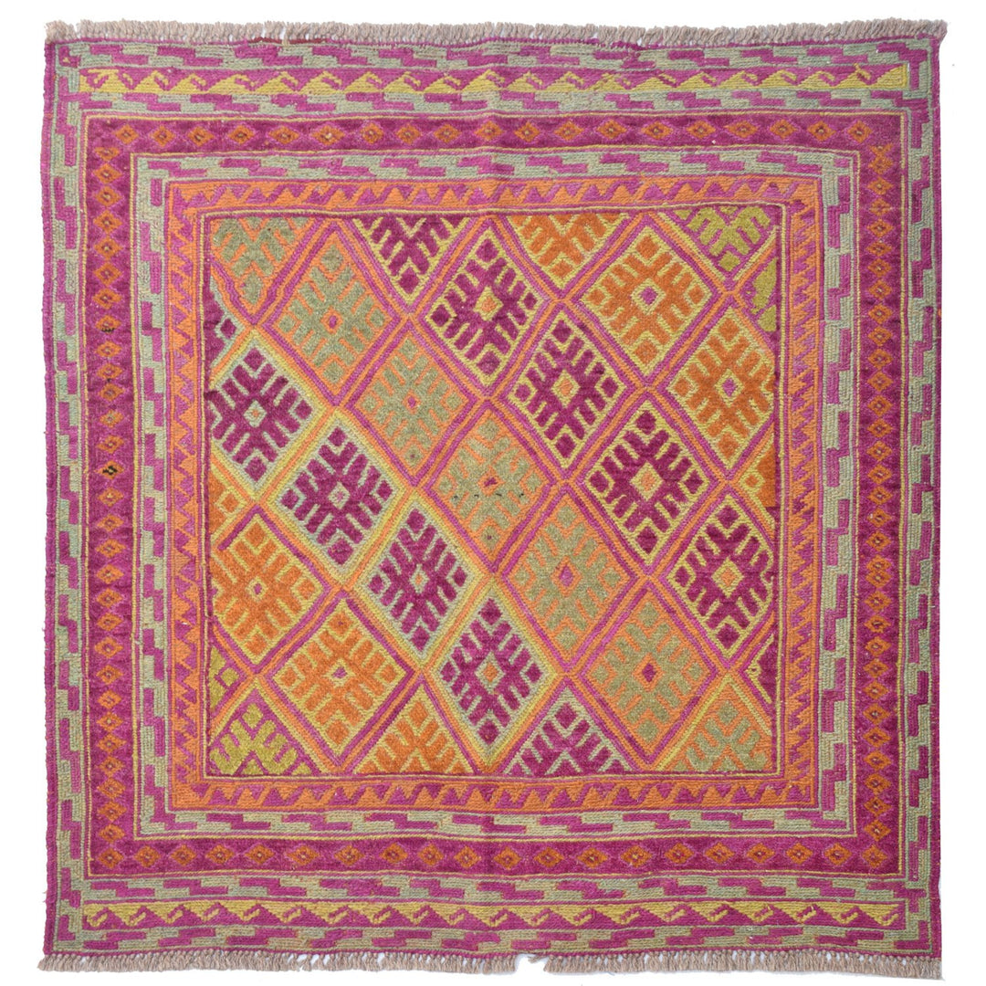 Afghan Mashwani Rug 3' 4" x 4' Hand-Knotted
