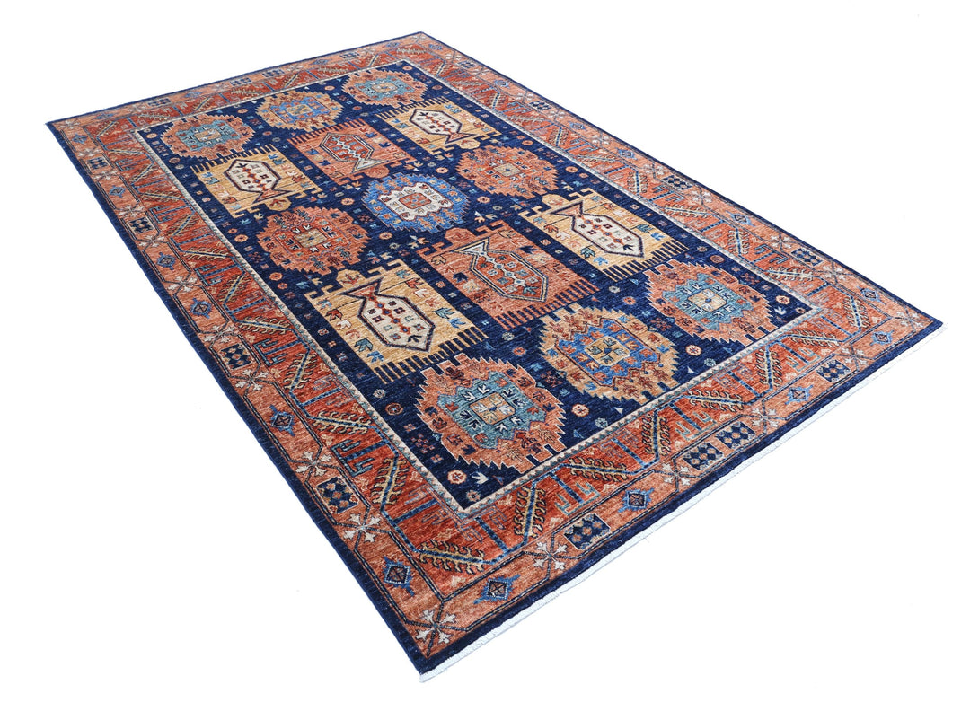 Hand Knotted Nomadic Caucasian Humna Wool Rug 5' 9" x 8' 10" - No. AT56865