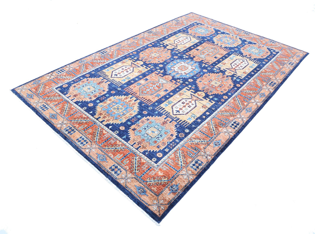 Hand Knotted Nomadic Caucasian Humna Wool Rug 5' 9" x 8' 10" - No. AT56865