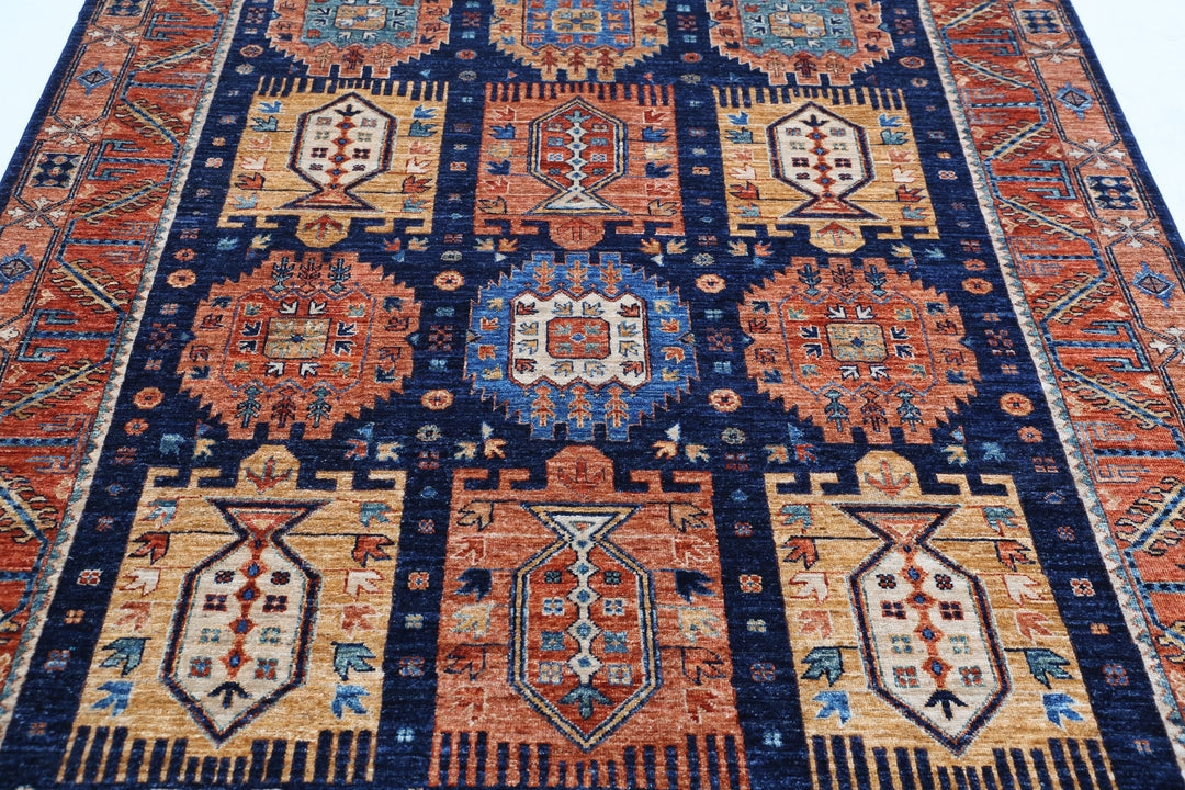 Hand Knotted Nomadic Caucasian Humna Wool Rug 5' 9" x 8' 10" - No. AT56865