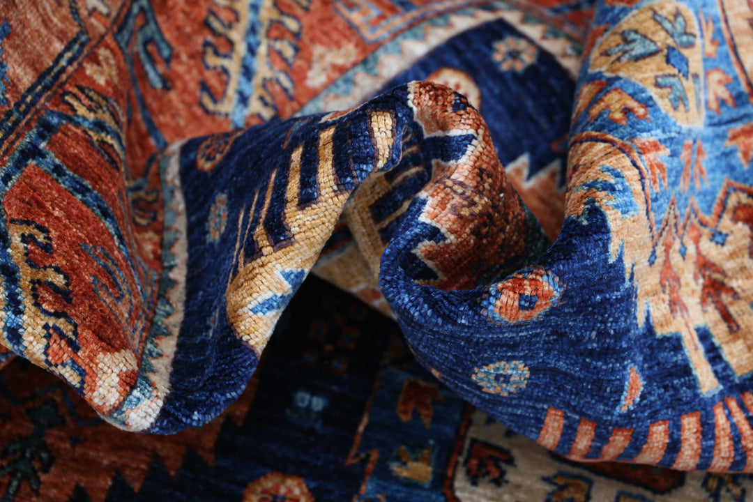 Hand Knotted Nomadic Caucasian Humna Wool Rug 5' 9" x 8' 10" - No. AT56865