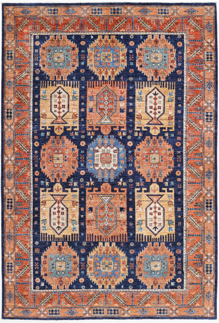 Hand Knotted Nomadic Caucasian Humna Wool Rug 5' 9" x 8' 10" - No. AT56865