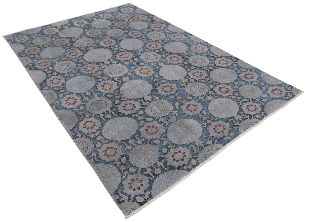 Hand Knotted Onyx Wool Rug 5' 9" x 8' 3" - No. AT61018