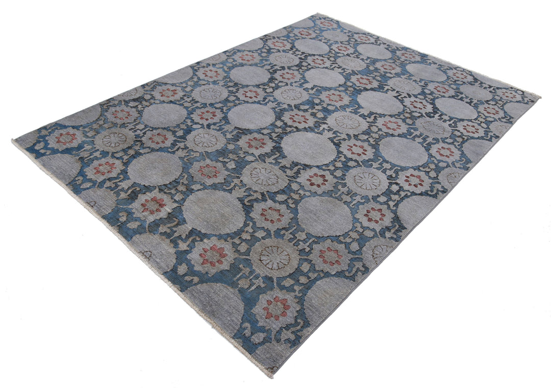 Hand Knotted Onyx Wool Rug 5' 9" x 8' 3" - No. AT61018