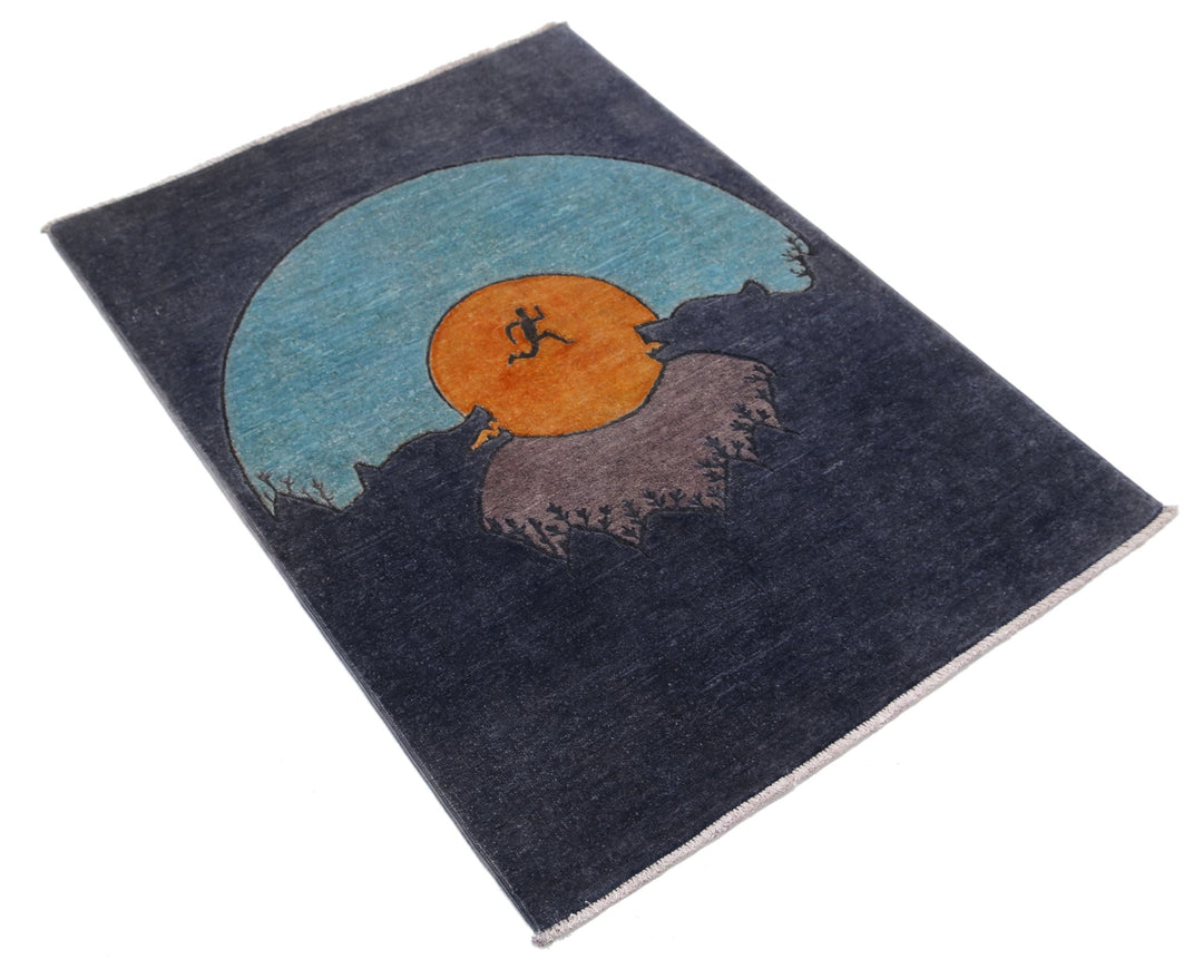 Hand Knotted Overdye Wool Rug 2' 9" x 4' 0" - No. AT88581