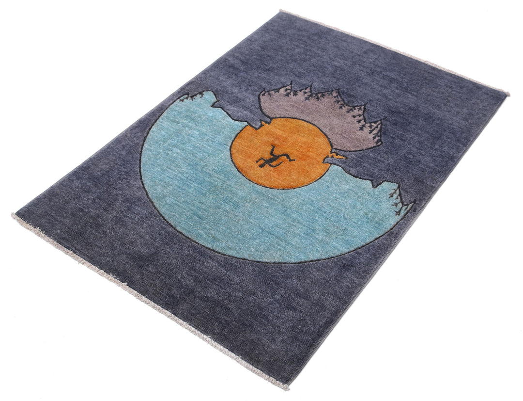 Hand Knotted Overdye Wool Rug 2' 9" x 4' 0" - No. AT88581