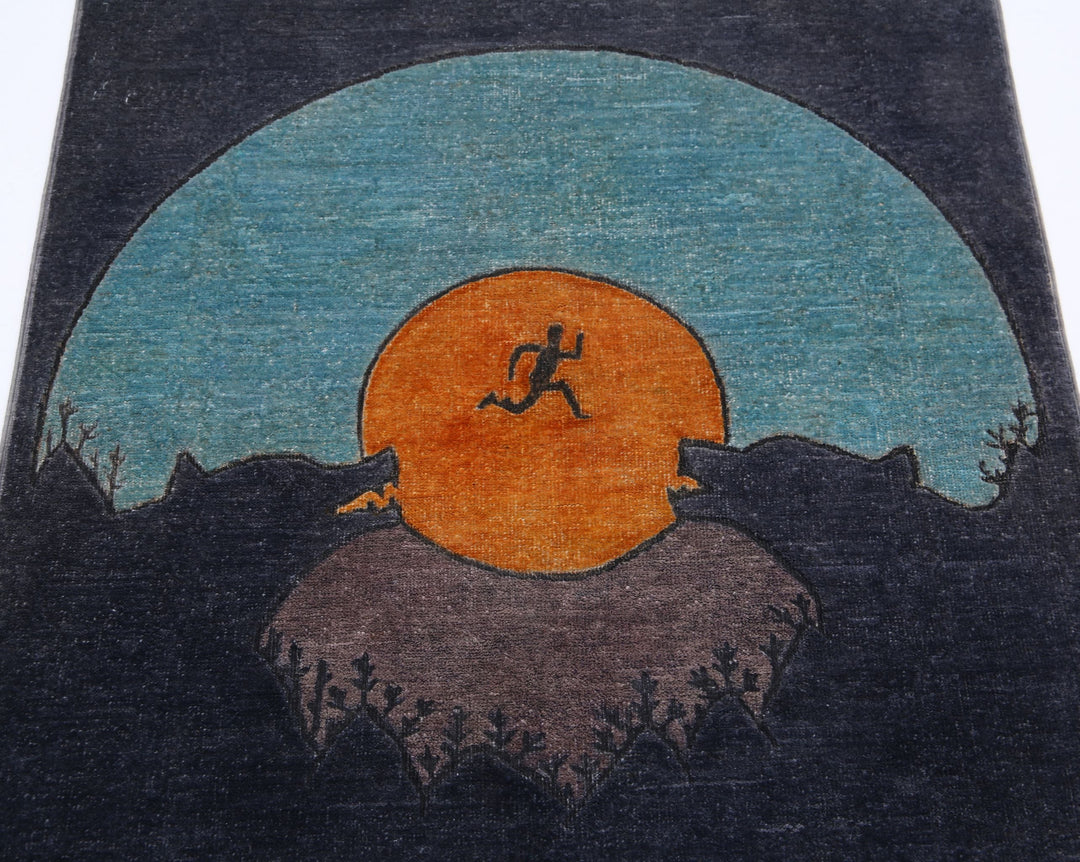 Hand Knotted Overdye Wool Rug 2' 9" x 4' 0" - No. AT88581