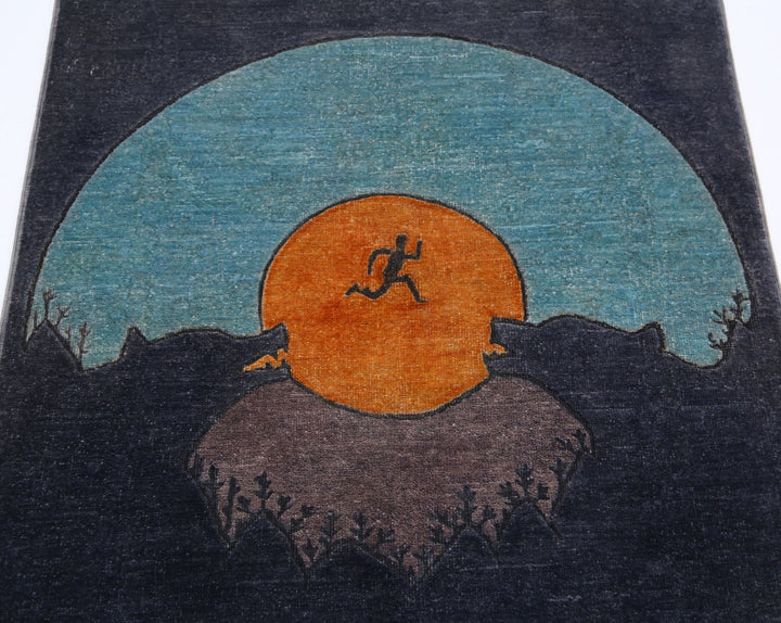 Hand Knotted Overdye Wool Rug 2' 9" x 4' 0" - No. AT88581