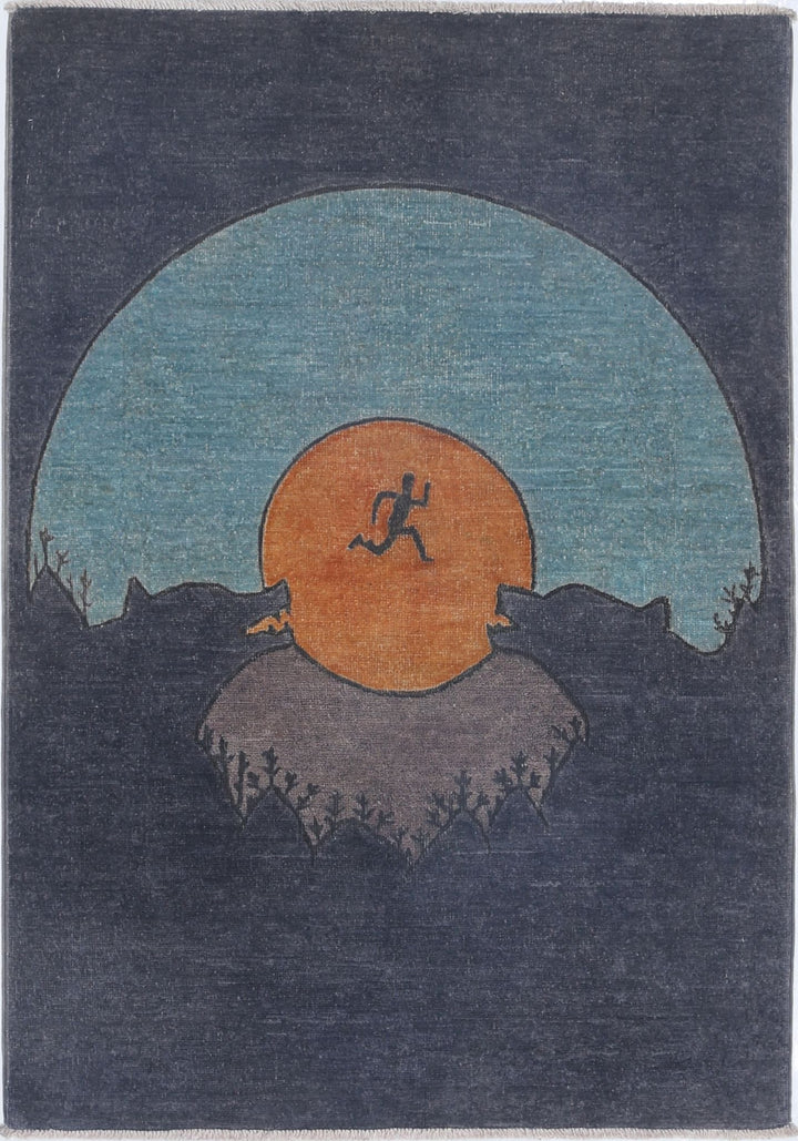 Hand Knotted Overdye Wool Rug 2' 9" x 4' 0" - No. AT88581