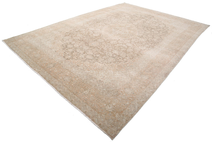 Hand Knotted Vintage Persian Kashan Wool Rug 9' 5" x 13' 3" - No. AT15332