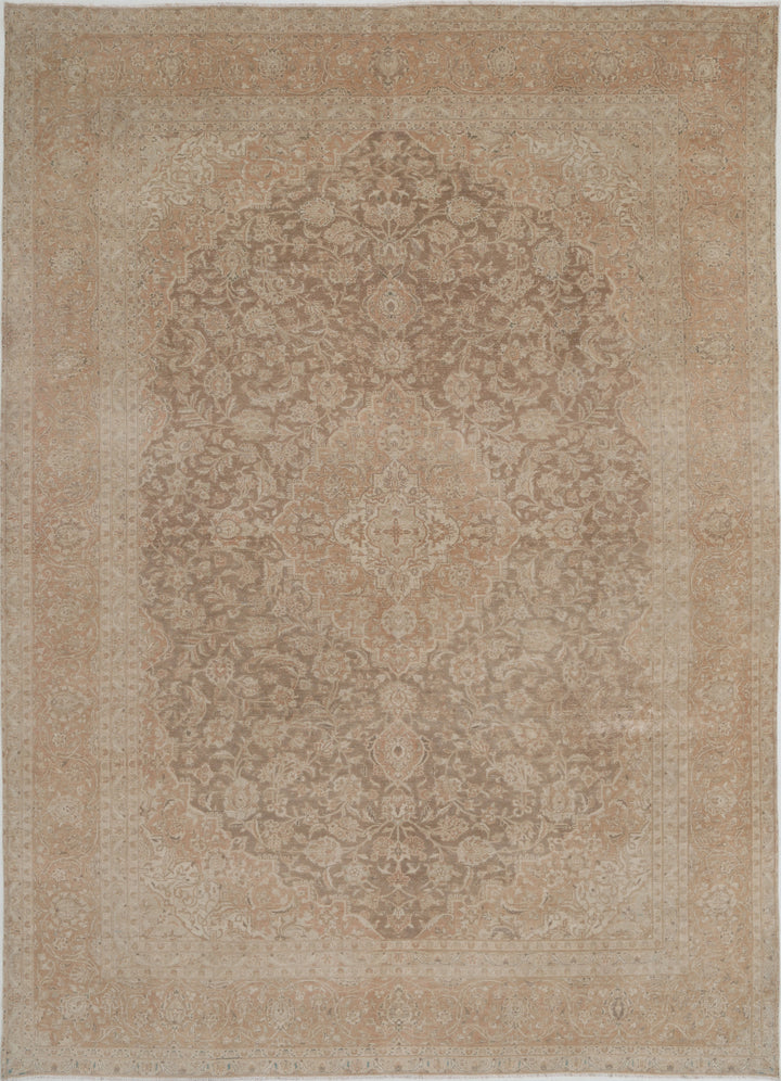 Hand Knotted Vintage Persian Kashan Wool Rug 9' 5" x 13' 3" - No. AT15332