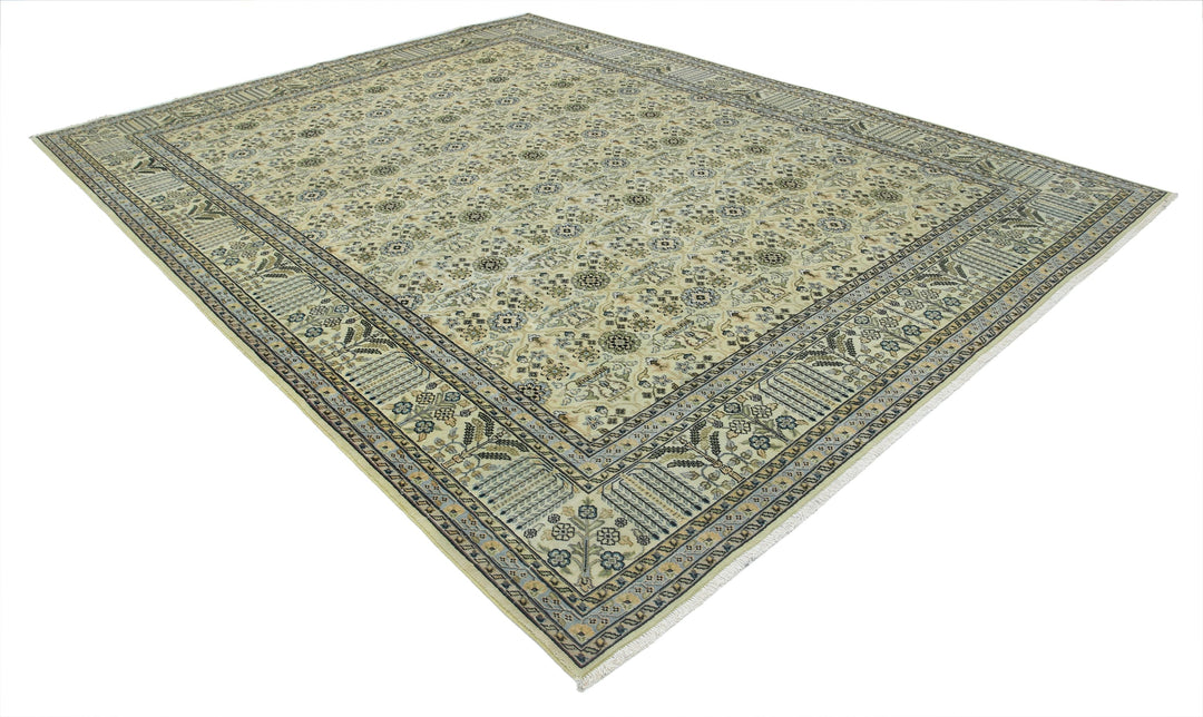 Hand Knotted Vintage Persian Varamin Wool Rug 8' 10" x 11' 10" - No. AT33891