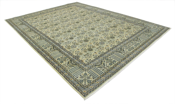 Hand Knotted Vintage Persian Varamin Wool Rug 8' 10" x 11' 10" - No. AT33891