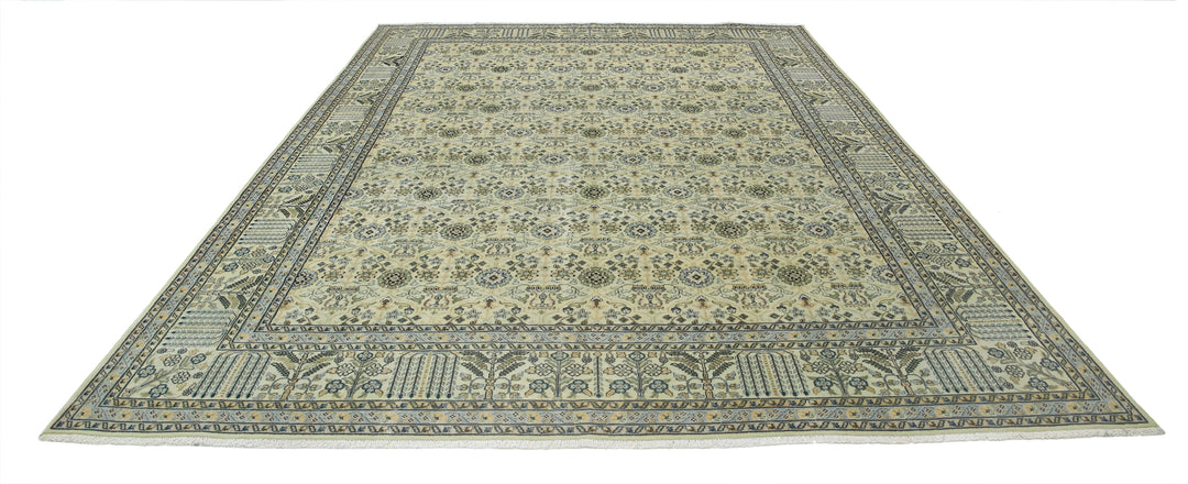 Hand Knotted Vintage Persian Varamin Wool Rug 8' 10" x 11' 10" - No. AT33891