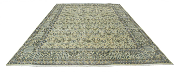 Hand Knotted Vintage Persian Varamin Wool Rug 8' 10" x 11' 10" - No. AT33891